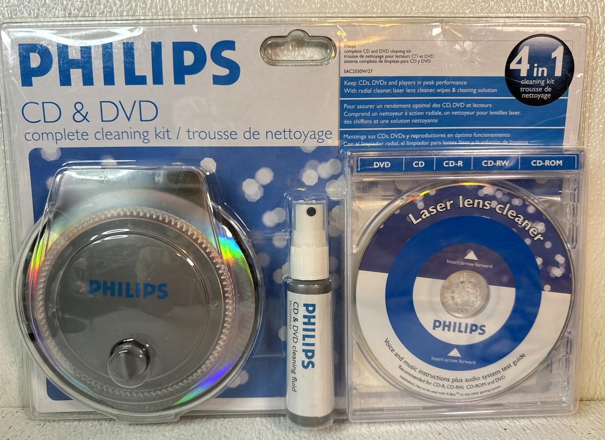 Philips CD & DVD 4 in 1 Complete Cleaning Kit Sac2550w for sale