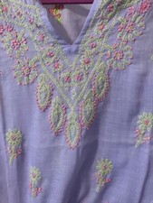 Purple embroidered hippie boho kurta tunic blouse shirt l/s