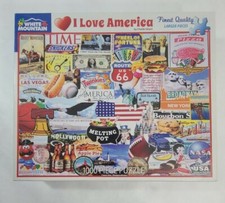 Made in USA White Mountain "I Love America" 1000 Piece Jigsaw Puzzle #1279