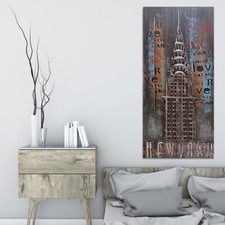 Hand Made Chrysler Building New York 3-D Wall Mont Painting Office Decor Figure