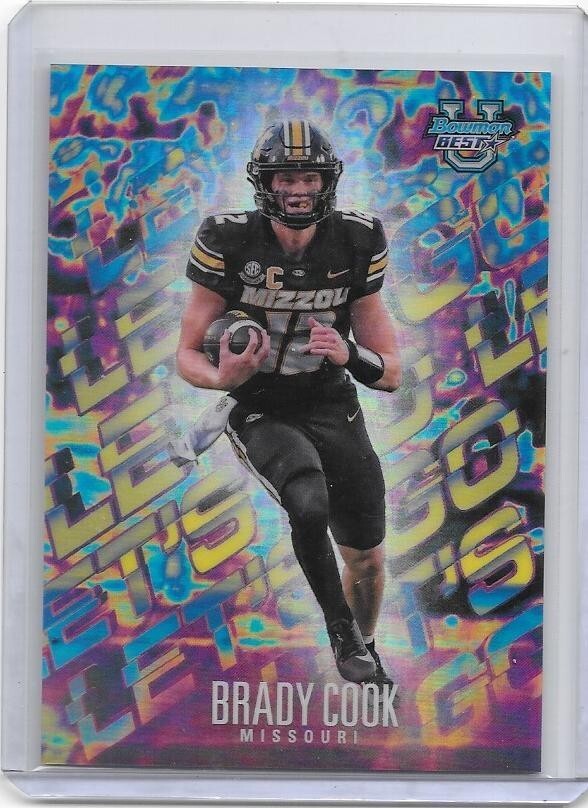 Brady Cook 2024 Bowman Best U LET’S GO CASE HIT SSP RC Missouri Tigers Football