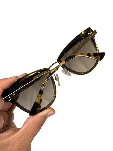 PRADA SPR 12U KJM-3D0 BROWN GOLD /BROWN LENS SUNGLASSES 65mm Cat Eye Frame - 第 8/8 張圖片