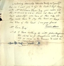 1839 Handwritten Letter Mahoning Township, Columbia County PA Early Land Deed