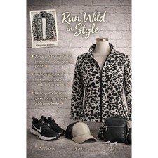 Tommy Bahama XS Leopard Print Full Zip Jacket Gray White