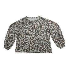Anne Klein Women's Sweater Brown Animal Print Long Sleeve Pullover Size Large