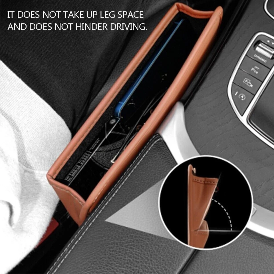 1PCS Car Leather Seat Side Pocket Organizer Gap Storage Auto Console Side Bag Foto 2 de 4