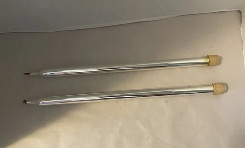 Vintage MCM Mercury Glass Silver Taper Candle PAIR 13” - product listing photo