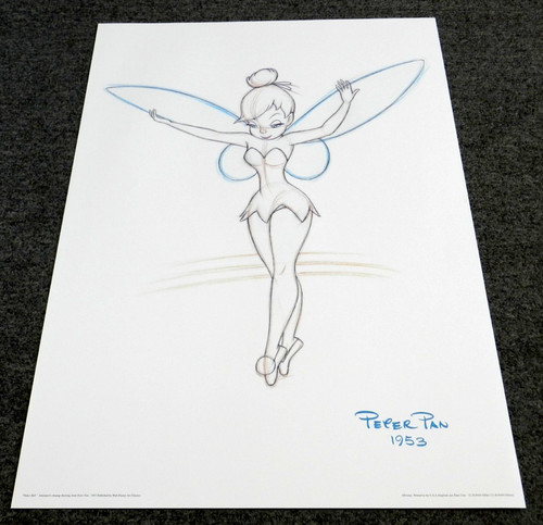 TINKERBELL WALT DISNEY SKETCH PRINT OF TINKER BELL PETER PAN 1953 28" x 20"