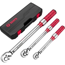VANPO 1/4 3/8 1/2-inch Drive Click Torque Wrench, 3Pcs Torque Wrench Set 20-2...