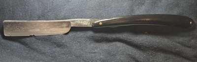 Antique  H. Boker & Co. German Etched Bicycle Race Straight Razor Vintage 