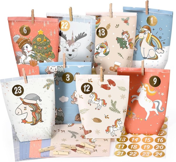 Einhorn Adventskalender Zum BefüLlen 24 PapiertüTen Kraftpapier FüR Kinder-image