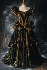 Black Gothic Medieval Evening Dress Historical Time Ball Victorian Fantasy Fairy