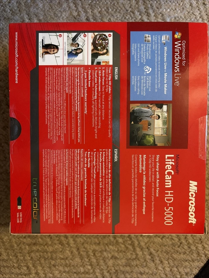 Nueva cámara web Microsoft Lifecam HD-5000 1415 enfoque automático nueva sellada de fábrica Foto 2 de 3