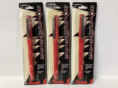 3 Pentel ROCK N WRITE RED PENS .3mm Fine Line New Old Stock 05171 Marble