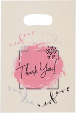 Small Thank You Bags with Handles   100 Pack 5.9"x7.8" Plastic Merchandise Bags