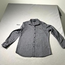 Marc Anthony Shirt Mens Medium Black Gray Printed Slim Fit Collared Button Up