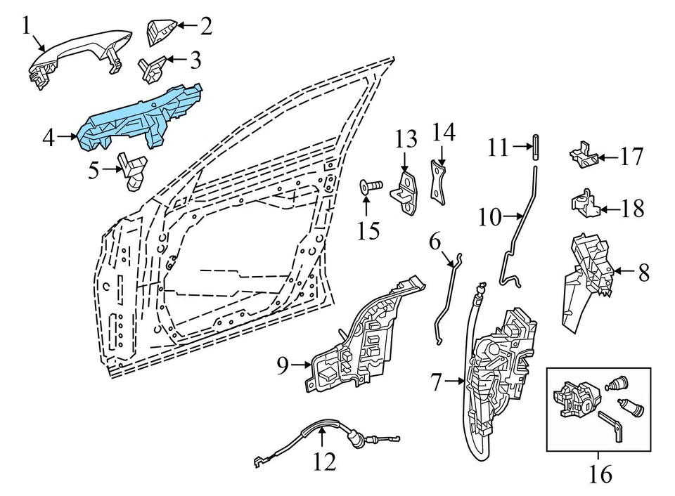 Mercedes-Benz E450 2019-2023 - Soporte de manija exterior delantero izquierdo para puerta Foto 4 de 4