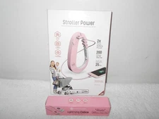 MOMMY POWER NEW! PINK STROLLER POWER BANK CARRY ALL HOOK W/ IPHONE CHARGE CABLE