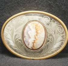 XH13127 VINTAGE 1970s MULTICOLOR STONE FLORAL WESTERN FASHION BELT BUCKLE