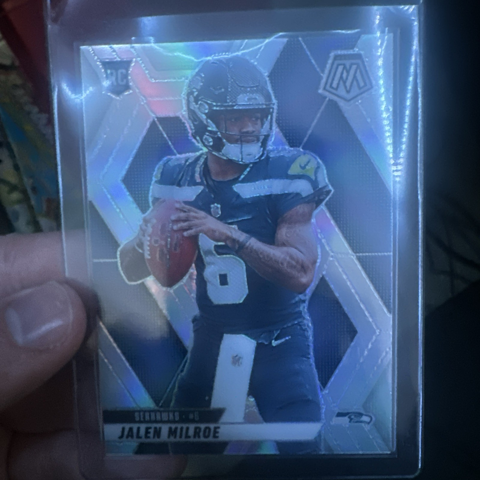 JALEN MILROE 2025 MOSAIC ROOKIE FOOTBALL SILVER PRIZM SEAHAWKS RC #322