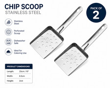 Pack of 2 Stainless Steel Chip Scoops 25cm Fry Scoop Catering Tool
