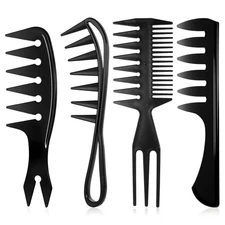 Juego De 4 Peines Para El Cabello, Peines De Cola De Doble Cara Con Púa Afro, P