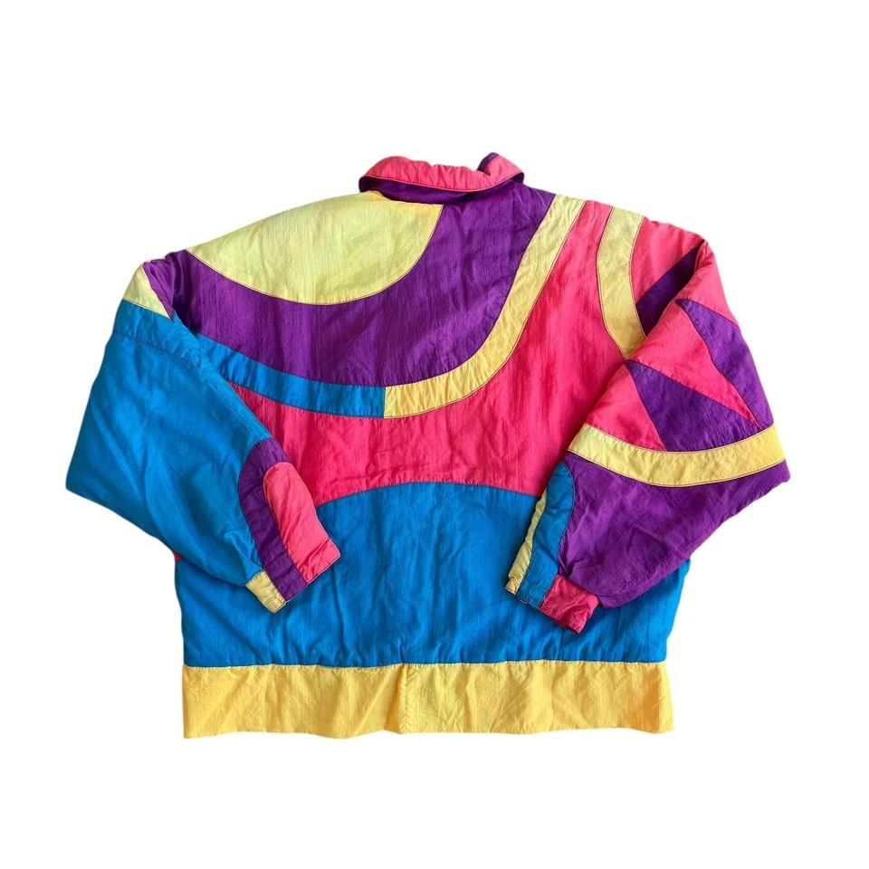 Vintage SB II Jacket Womens Small Multicolor Geometric Windbreaker 80s 90s Retro - Image 3 of 4