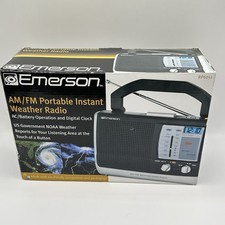 Emerson Portable Instant Weather AM FM Radio Plug In Or Battery RP6251 Clock NEW
