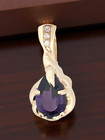 ESTATE 14K YELLOW GOLD PEAR CUT AMETHYST NATURAL DIAMOND ENHANCER PENDANT #7953 — photo 1