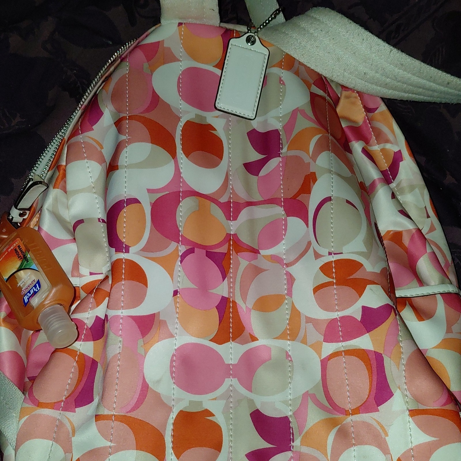 Coach Logo Pattern Multicolor Backpack Pink Orang… - image 3