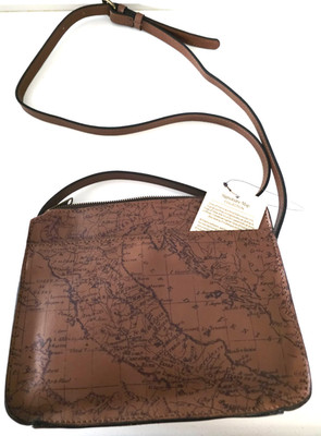 Patricia Nash Signature Map Vallata Leather Crossbody NWT Ships Free $169 Retail