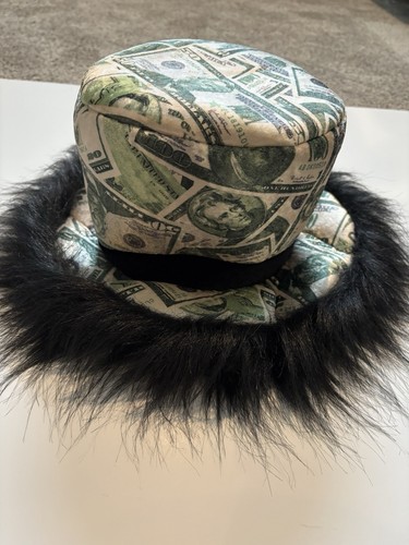 Costume Money Hat Green/white Black Fuzzy Rim | eBay