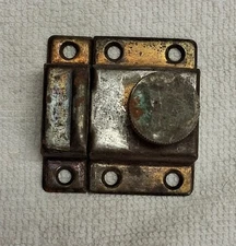 ANTIQUE PLATED TWO PIECE SPRING LOADED CABINET/ CUPBOARD DOOR LATCH 2 IN. X 2 IN