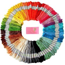 Rainbow Embroidery Floss Set - 105 Skeins, 10 Needles