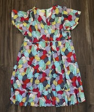 Parsley & Sage Dress Womens XL Multicolor Short Sleeve Ruffle Hem Boho Artsy