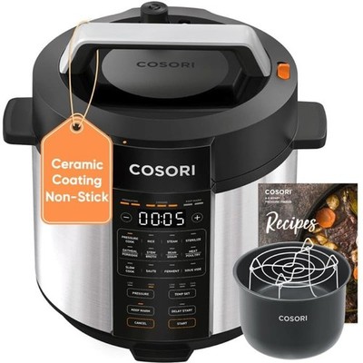 6QT Pressure Cooker 9-in-1, Ceramic Pot, 12 Safety Features, Rice Cooker, Slow C