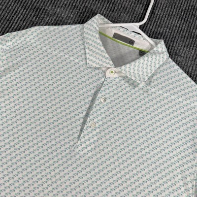 Tasc Performance Polo Shirt Mens XL Extra Large White Geometric Short Slv Golf
