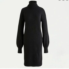 J. Crew Black Turtle Neck Wool Alpaca Sweater Dress Super Soft Yarn Size XS
