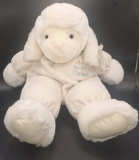 Russ Baby You Are Cherished Lamb Sheep Rattle Plush 12" 3067 Vintage Blue W/Tag