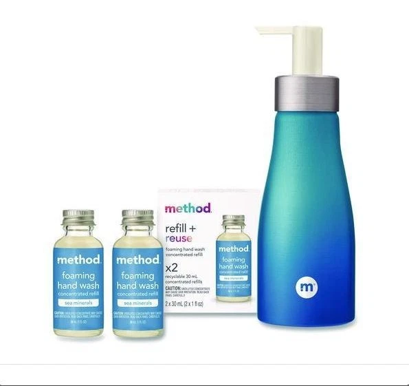 Method Refill + Reuse Kit de Refil de Sabonete Espumante para Mãos, Perfume de Minerais Marinhos, (2) 10oz - Imagem 4 de 4