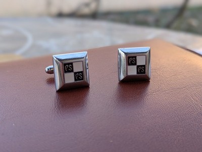 Paul Smith Cufflinks Mens Mosaic Block Square Multi-Color Enamel Silver Tone