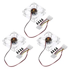 3Pcs Clear Computer Case Fan 1800RPM 80mm 4 Pin Red 4 LED 12V with 12 Screws