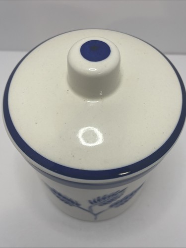 Vintage Stoneware Ceramic Delft Blue WHEAT Pattern Lidded Canister ...