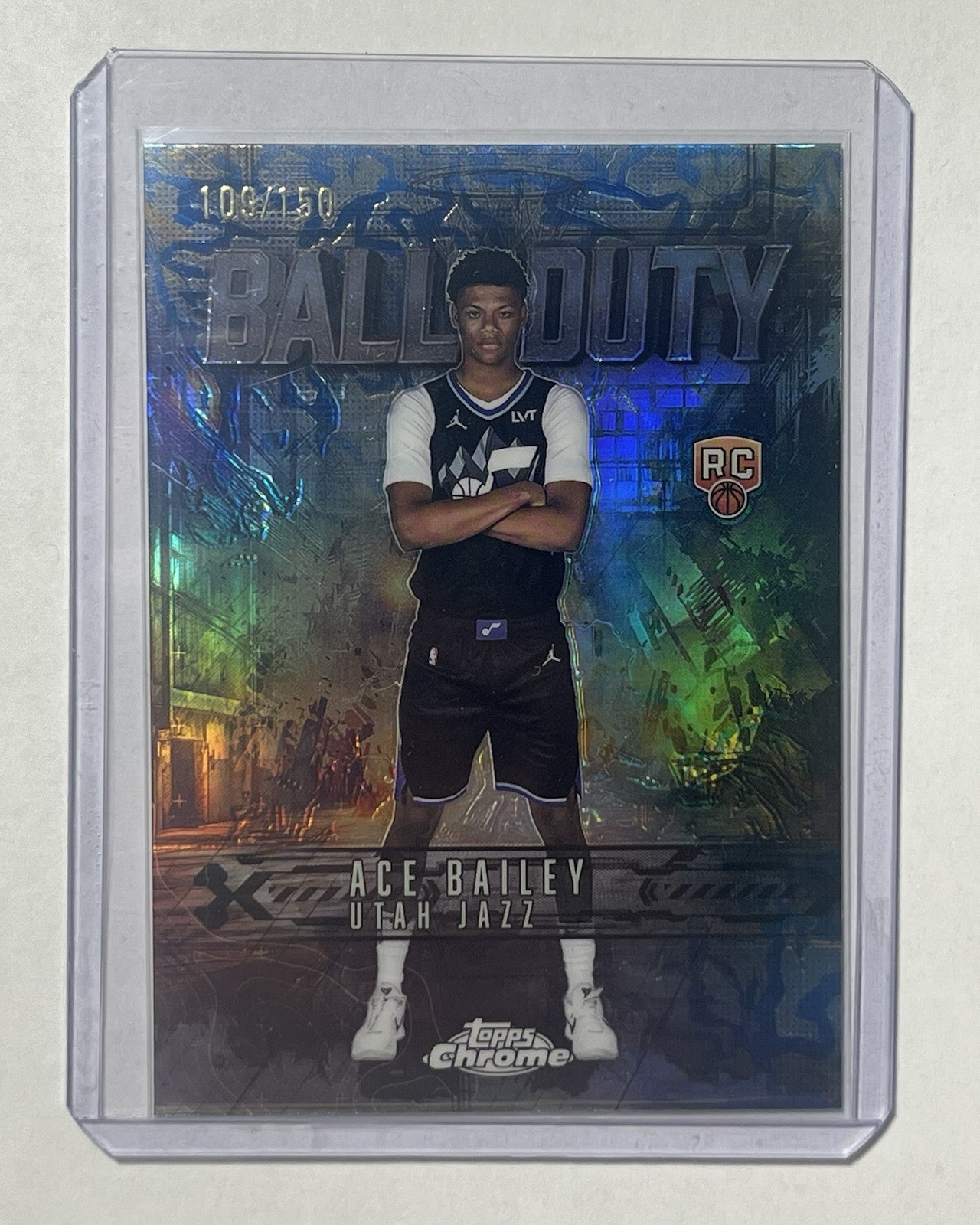 2025-26 TOPPS CHROME BBALL ACE BAILEY RC BLUE BALL OF DUTY /150