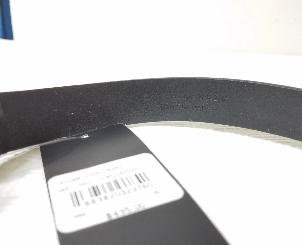 RALPH LAUREN MADE IN ITALY BLACK LEATHER TRISTRAP STACKED BUKLE BELT Sz S - Image 4 of 4