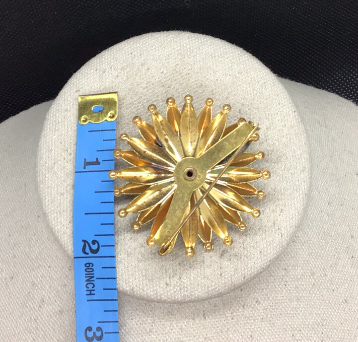 Vintage Gold Tone Costume Red Rhinestone Floral Pin NN2 | eBay