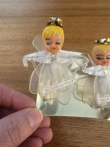 NOS Mid Century 1950s Christmas Angel Pick Pair Chenille Arms By Ssco Japan - 第 4/16 張圖片