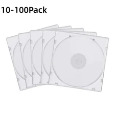 10-100 Pack Single Slim Clear CD DVD Storage Clear Tray Jewel Cases Hold 1 Disc