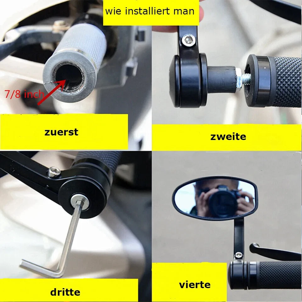 Espejos retrovisores laterales de extremo de manillar de motocicleta de 7/8"" para Ducati Monster 1100 796 750 696 Foto 2 de 4