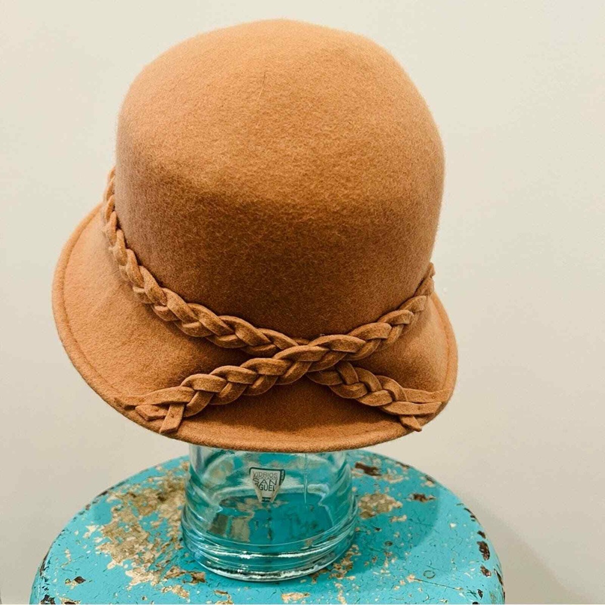 Tan 100% wool Hat with Braided Detail Amelia in Tan main image 3